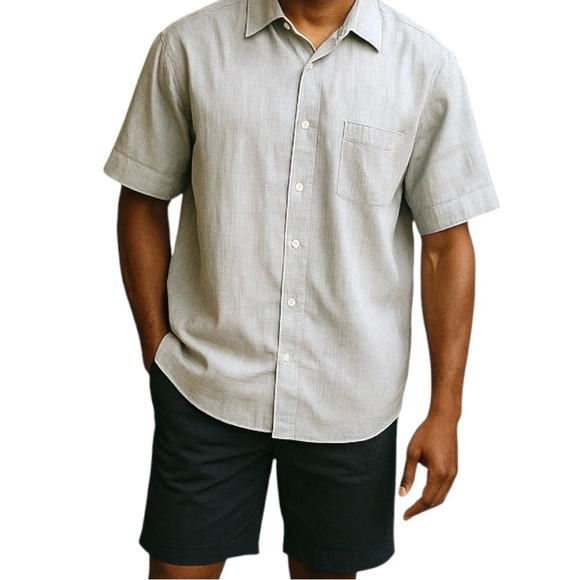 Angelo Litrico Other - Angelo Litrico Light Gray Men Button Front Short Sleeve Shirt Size XL